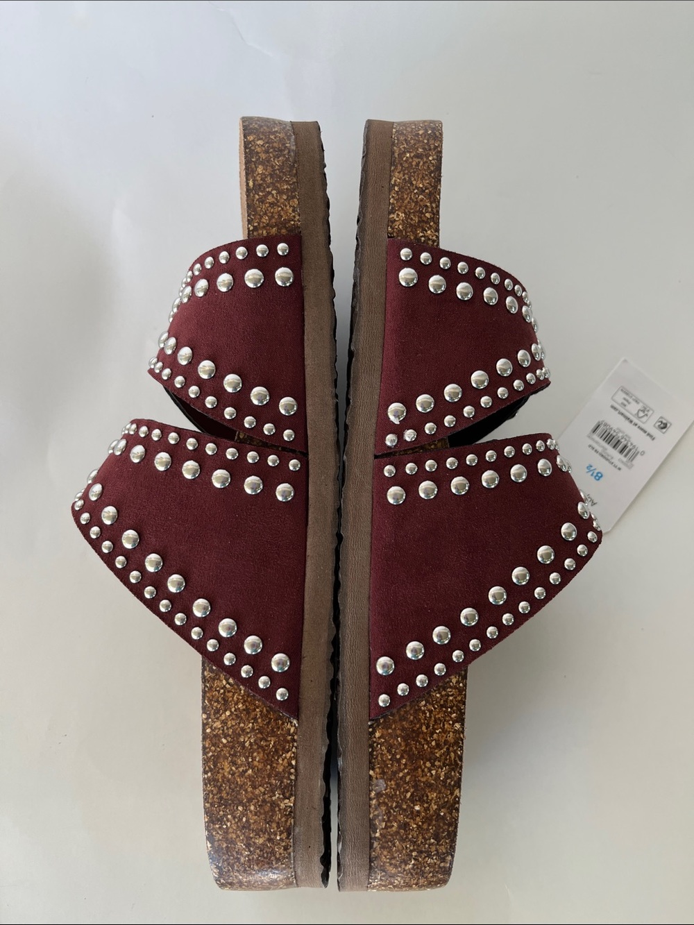 Time and Tru Maroon Studded Double-Buckle Slide Sandals - Picture 7 of 7